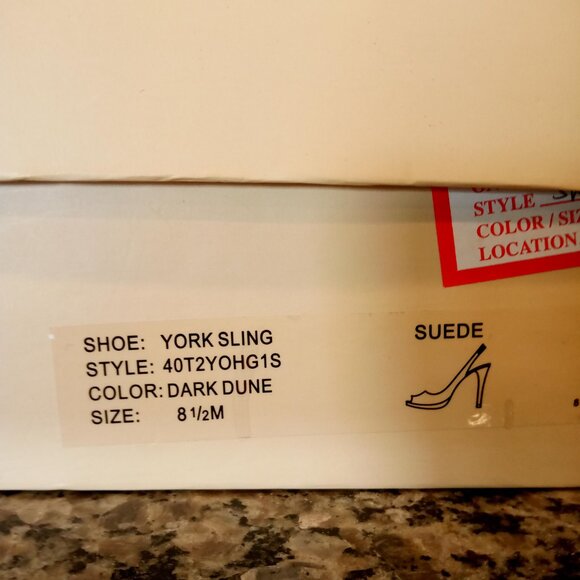 MICHAEL Michael Kors York Peep Toe Sling Back Suede / Wood  4.5" Heel  Size 8.5M - Picture 16 of 16